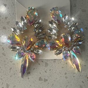 Aurora Crystal Statement Earrings - Iridescent